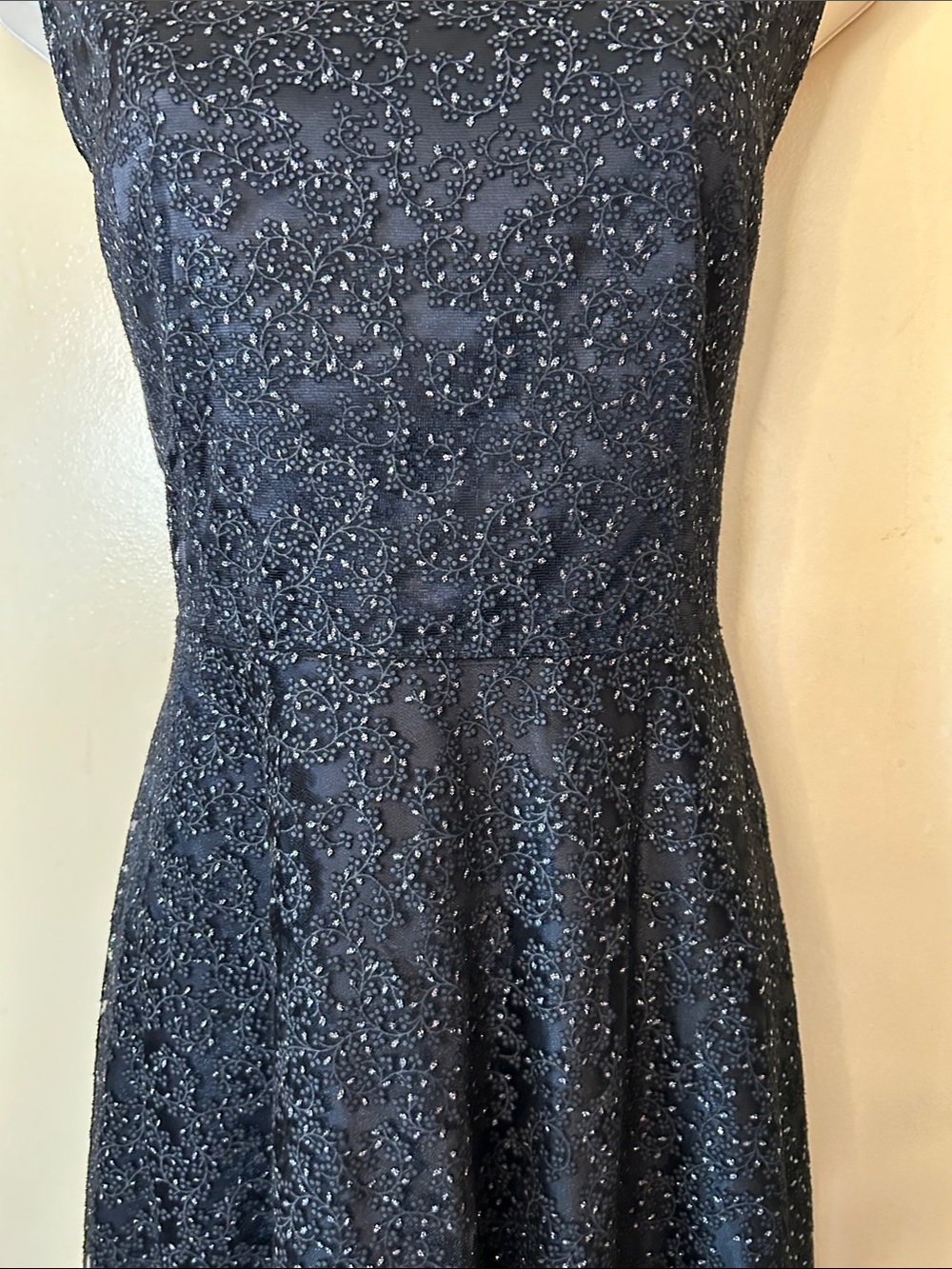 Tahari ASL Black Sparkle Lace Midi Dress size 6 - Picture 4 of 12